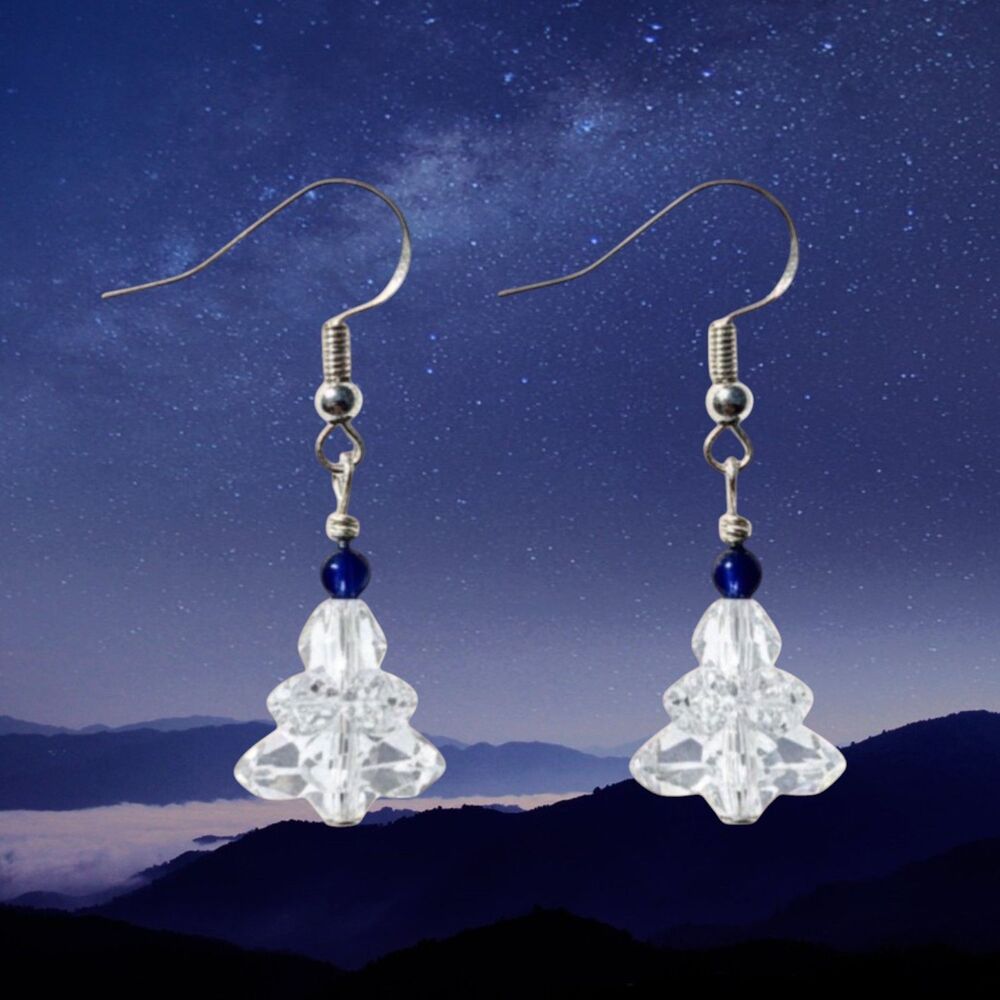 Indio Jewelry Glass Flowers Lapis Lazuli Stones Earrings #122
